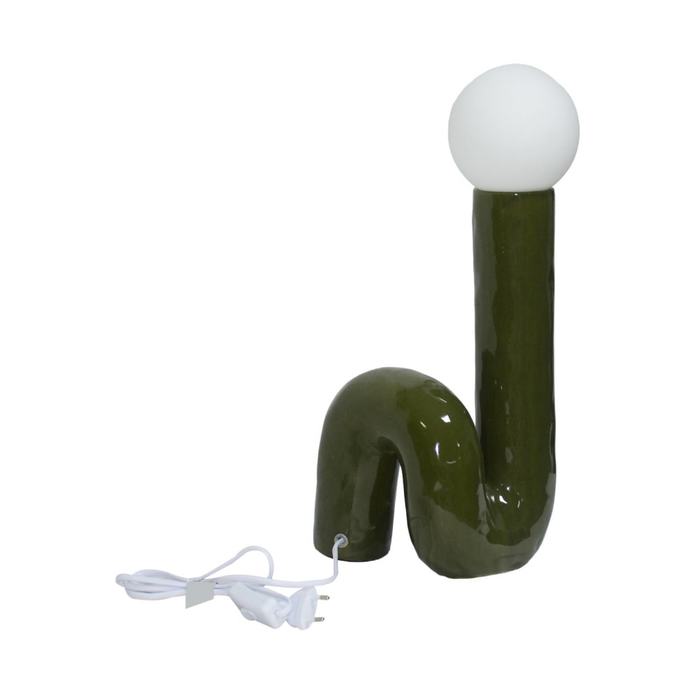 Lampe de table organique céramique vernis kaki h 45cm