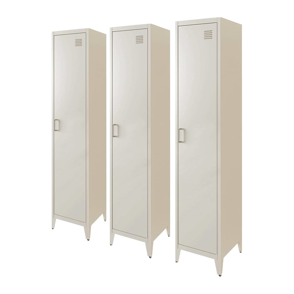 Armoire chambre en acier beige, 4 espaces de rangement