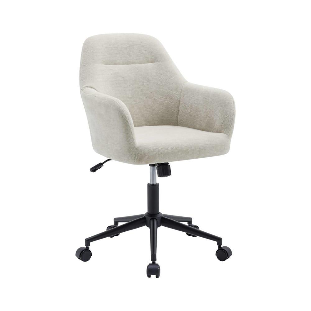 Chaise de bureau à roulettes ajustable métal et tissu beige