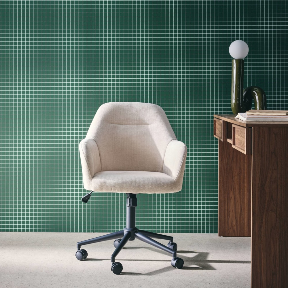 Bürostuhl mit beigefarbenem Chenille-Bezug - Maisons Du Monde