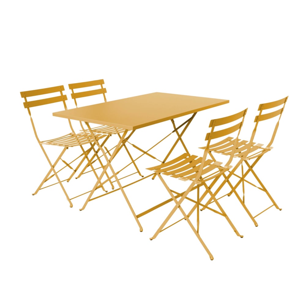 Salon de jardin bistrot pliable rectangulaire 110 x 70cm, ocre i