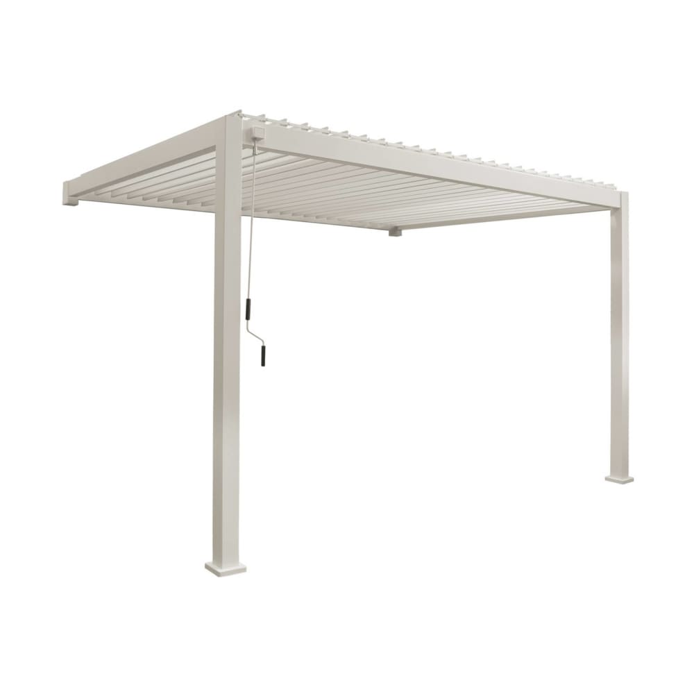 Pergola bioclimatique aluminium beige adossée 4x3m triomphe