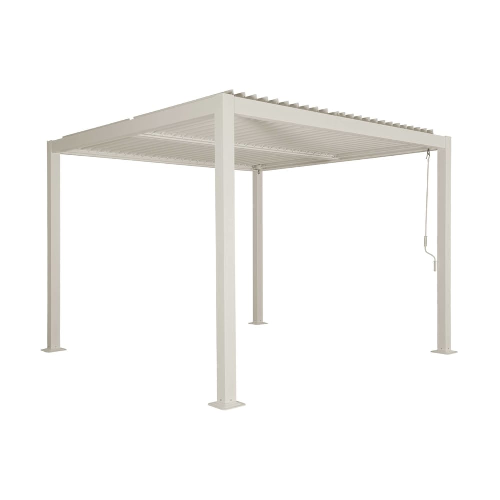 Pergola bioclimatique aluminium et acier 3x3m beige