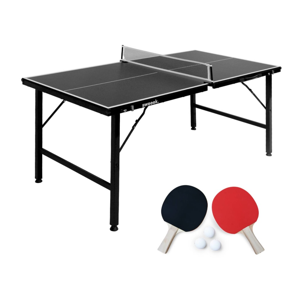 Klappbarer Mini-Tischtennisplatte Indoor schwarz 150x75 cm -