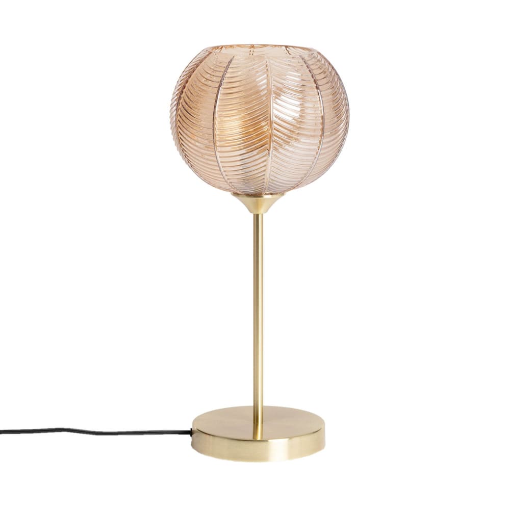 Lampe à poser métal et verre ambre