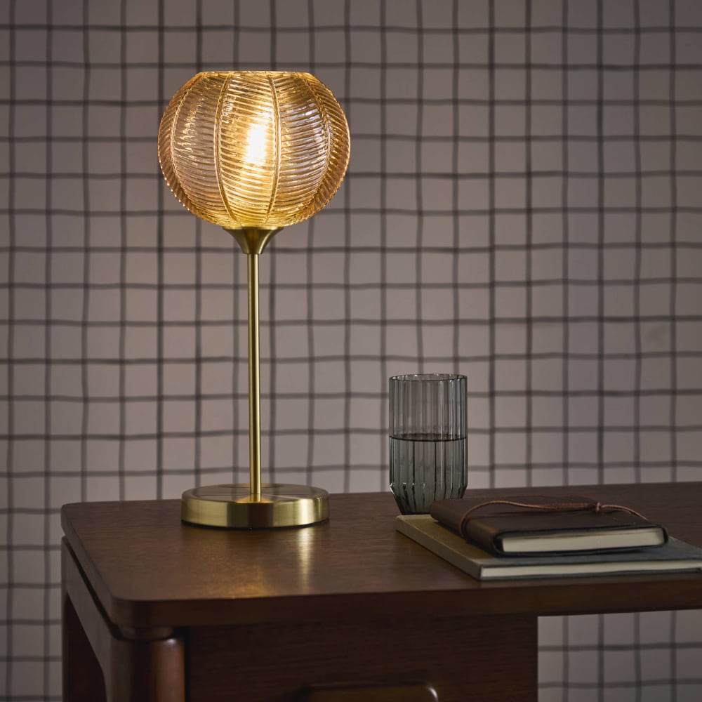 Lampe à poser métal et verre ambre — vue 4