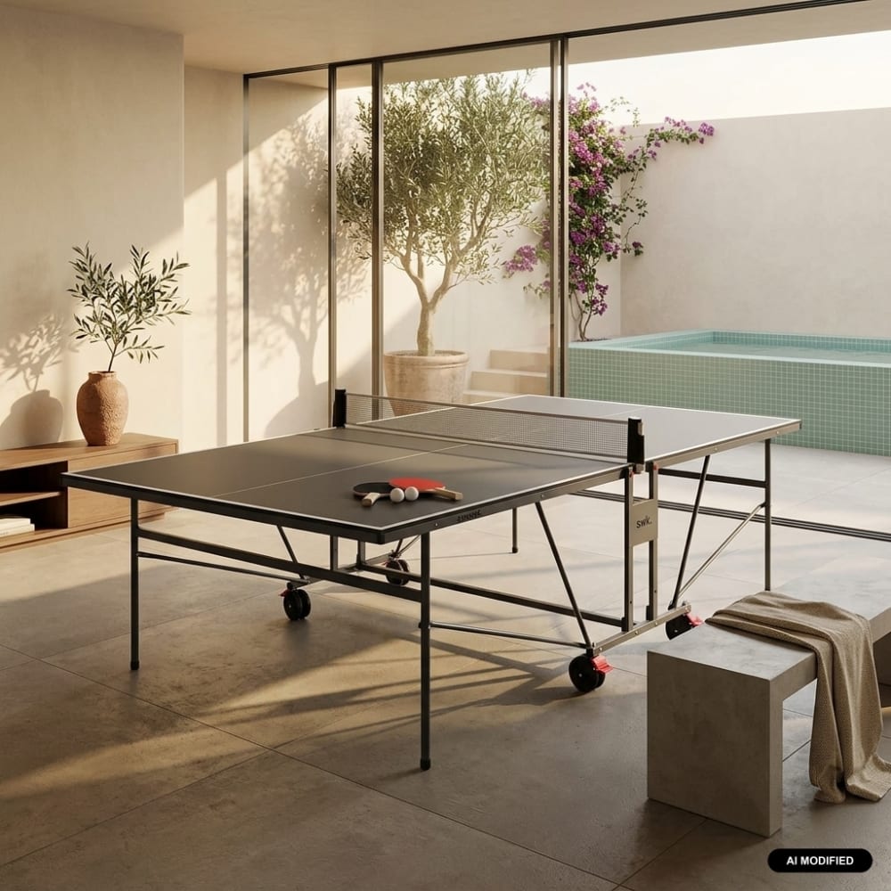 sweeek Klappbare INDOOR Tischtennisplatte grau Stahl Kinder