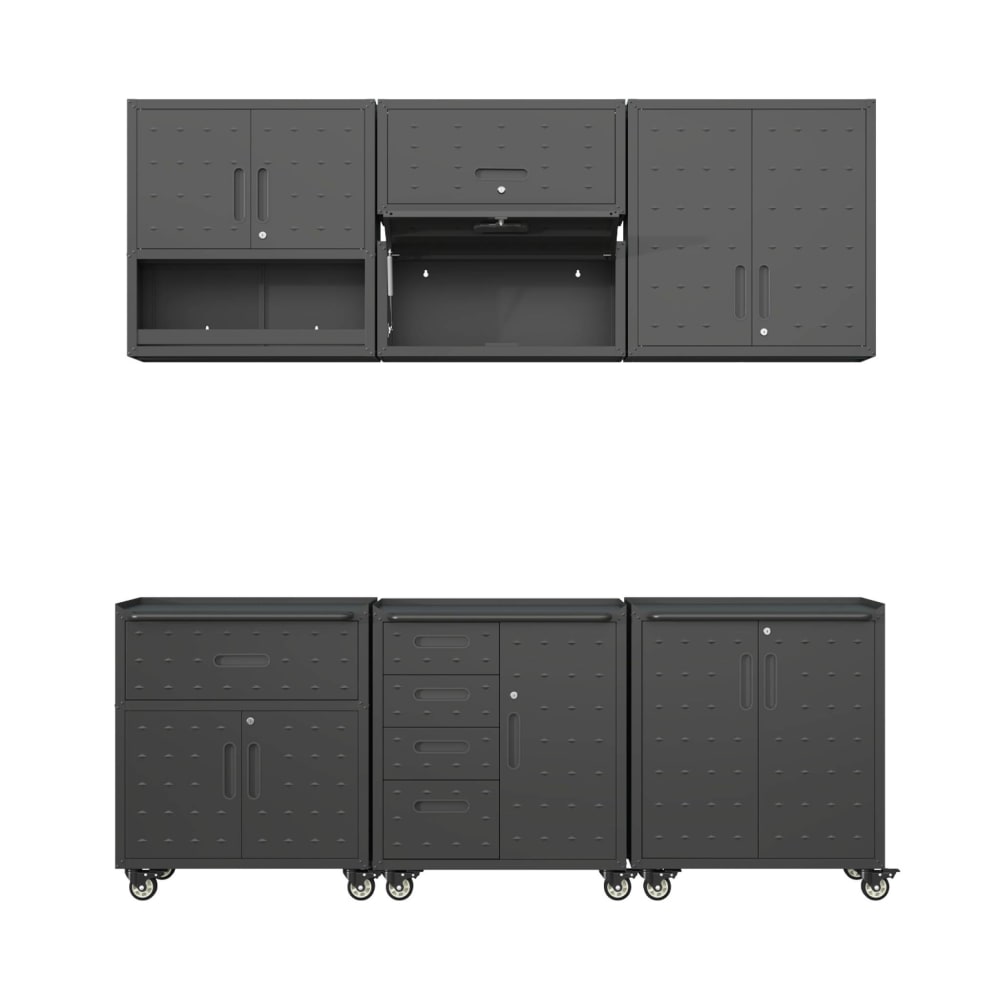 Meubles de rangement pour garage 6 modules acier noirs