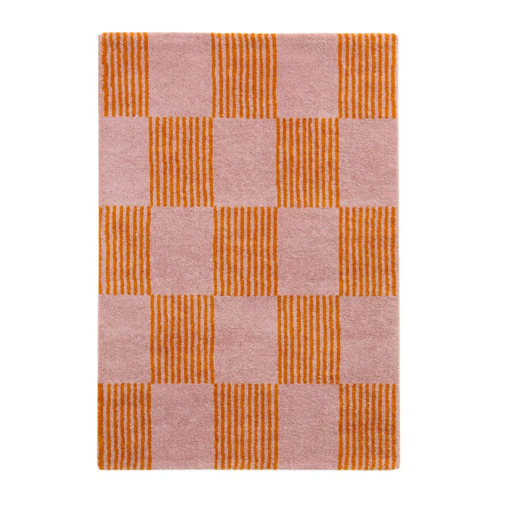 Tapis intérieur damier orange et rose 160 x 230 cm — vue 3