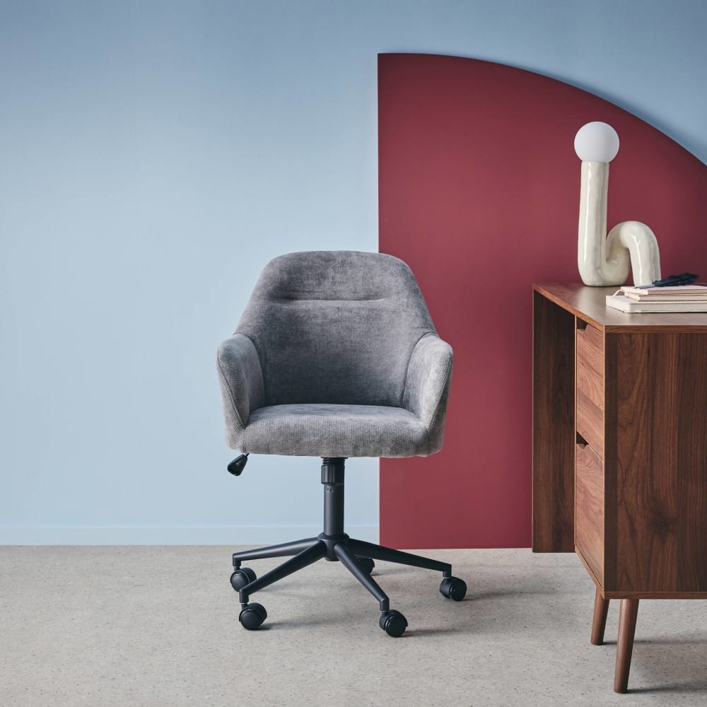 Bürostuhl mit grauem Chenille-Bezug - Maisons Du Monde
