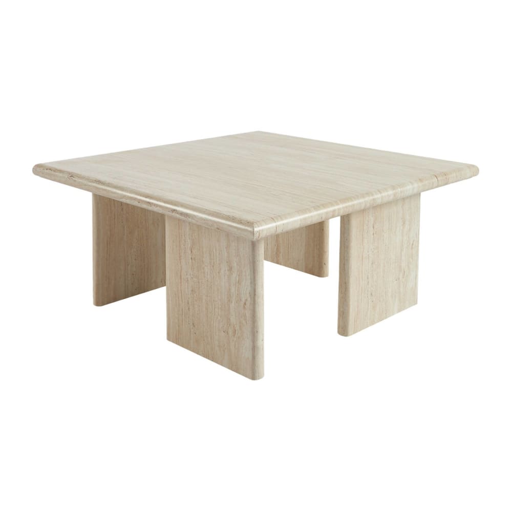 Table basse carrée effet travertin 80x80cm