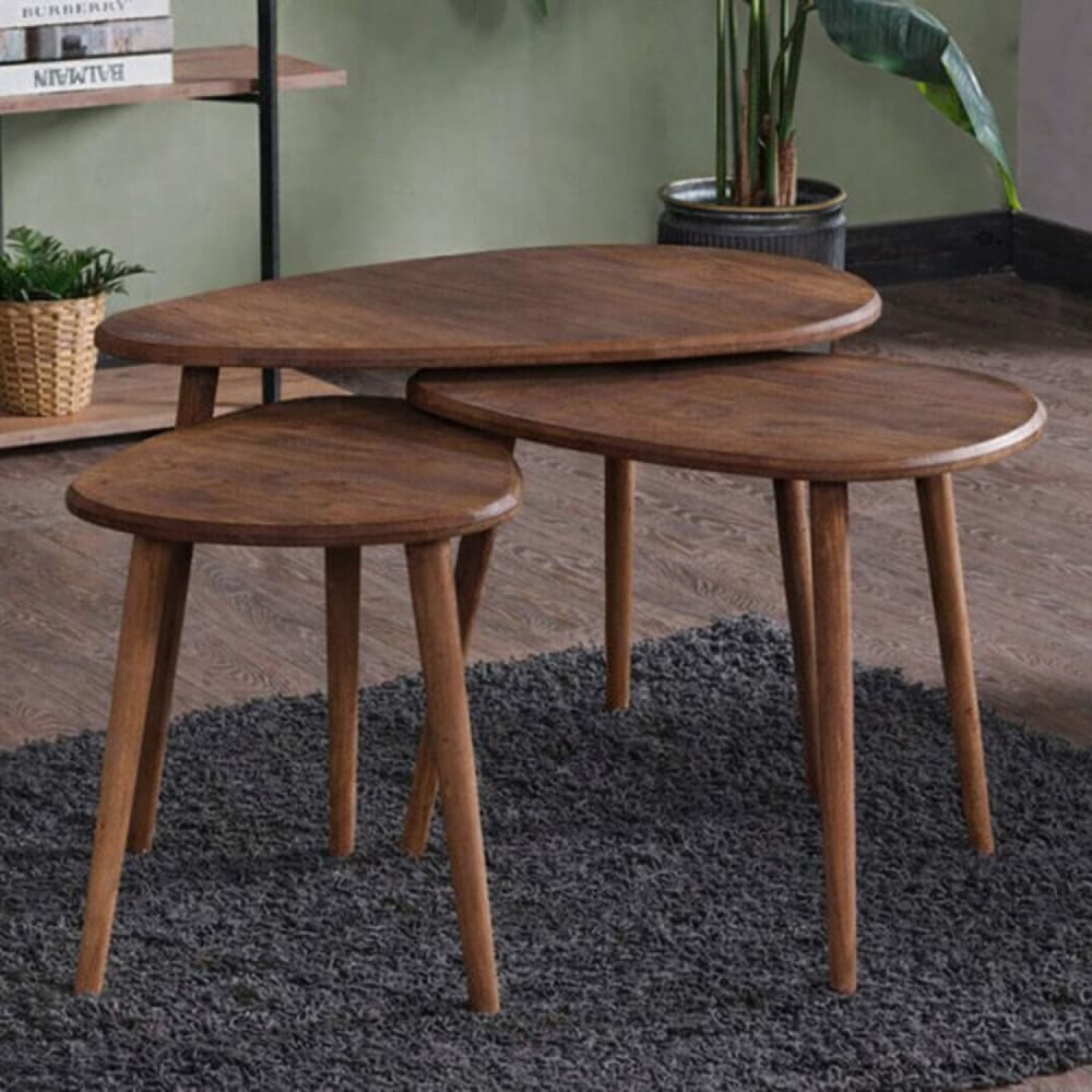 Concept Usine Set aus 3 Schachtischen mit Walnuss-Effekt-Design style modern Braun Spanplatte