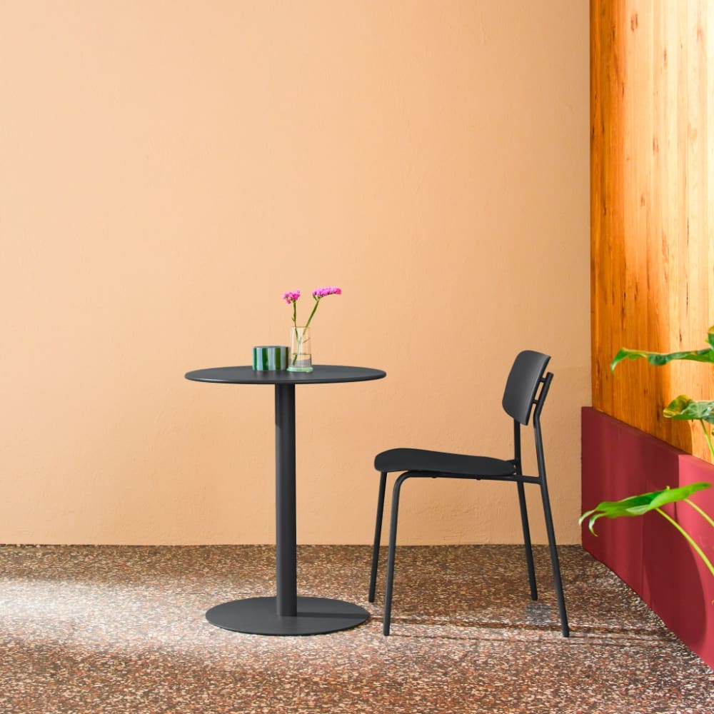 Table de jardin bistrot ronde acier 2 places anthracite