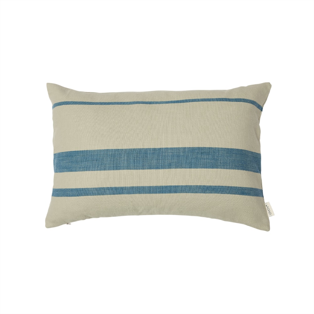 Housse de coussin bleu en coton H0.5x60x40
