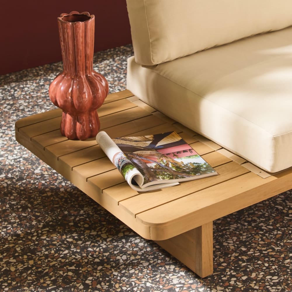 Banquette salon de jardin bois d'acacia 2 places beige