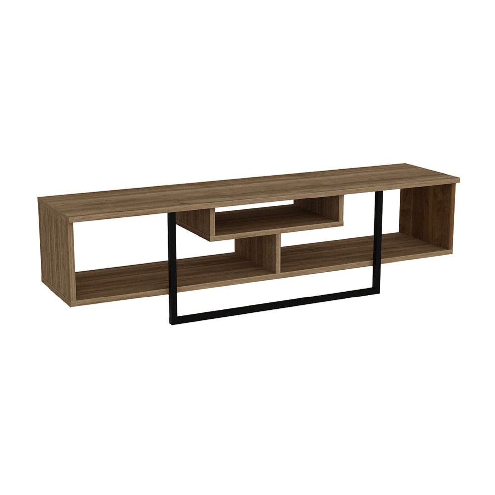 Meuble tv design industriel noyer et noir avec rangements - 149 cm Meuble tv design industriel noyer et noir avec rangements - 149 cm
