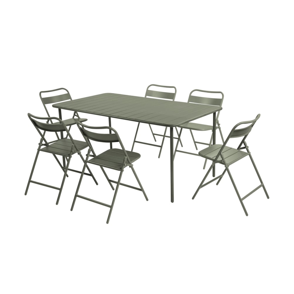 Table de jardin métal - kaki
