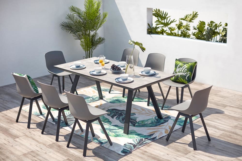 Concept Usine Gartenmöbel aus Aluminium mit Zementoptikplatte für 8 Personen style modern Grau Aluminium