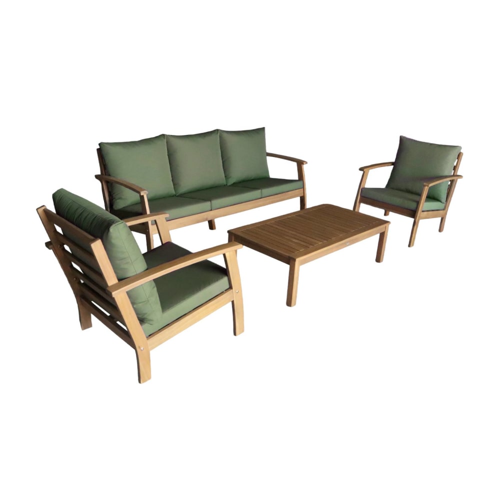 Salon de jardin bois d'acacia 5 places kaki