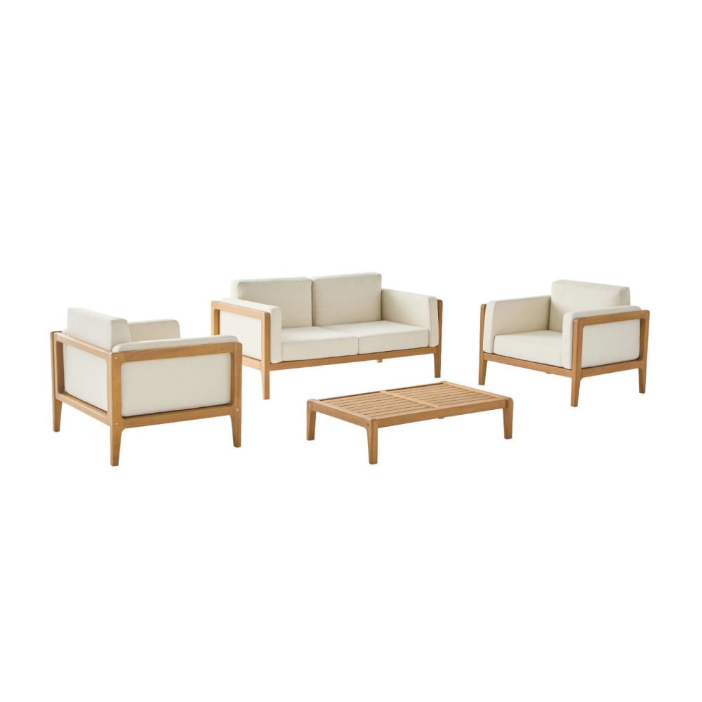 Salon de jardin bois d'acacia 4 places naturel