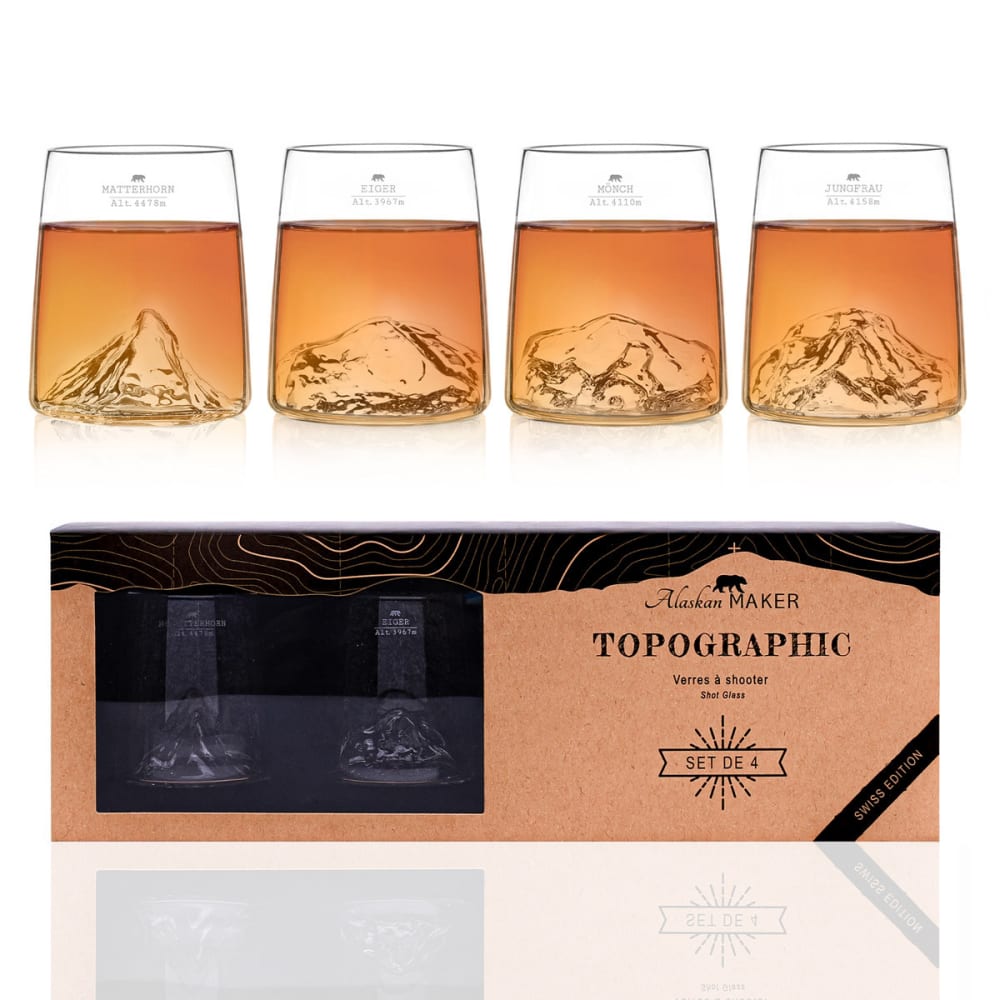 Coffret de 4 verres à shooters : édition suisse