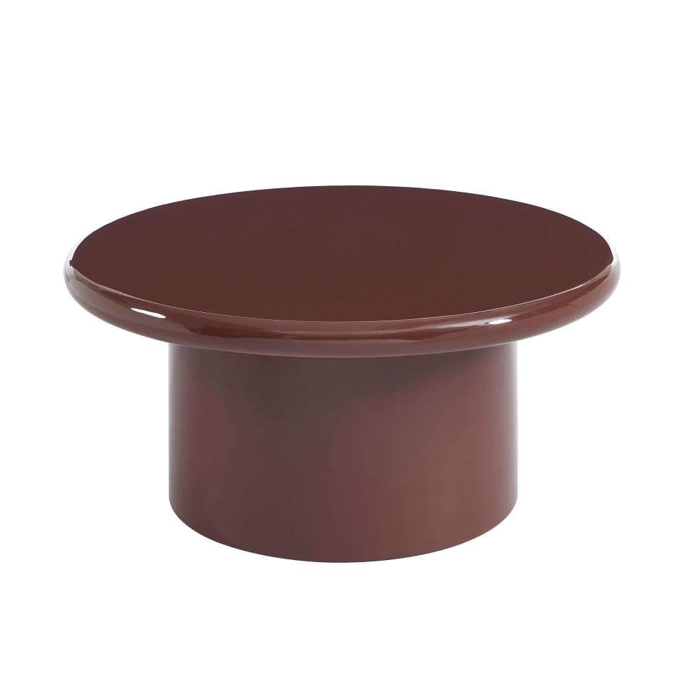 Table basse ronde finition laquée brillante bordeaux 80cm