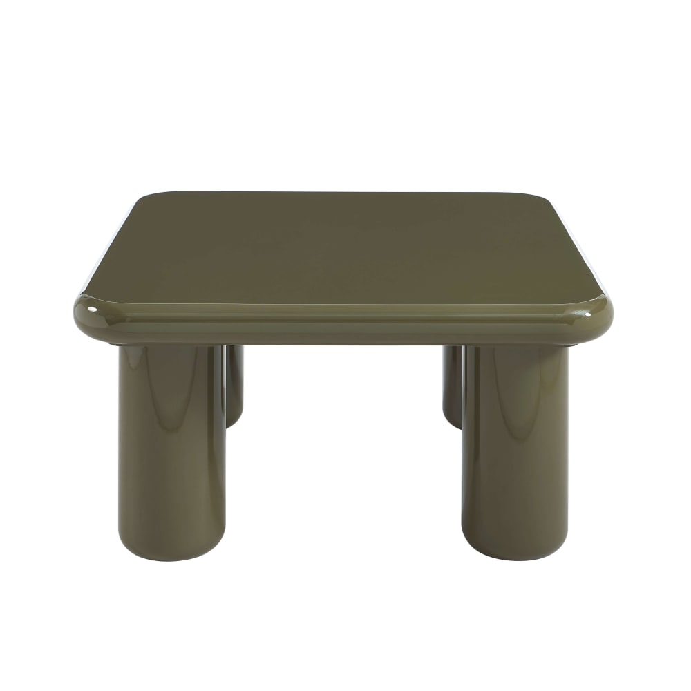Table basse finition laquée brillante vert olive 80cm