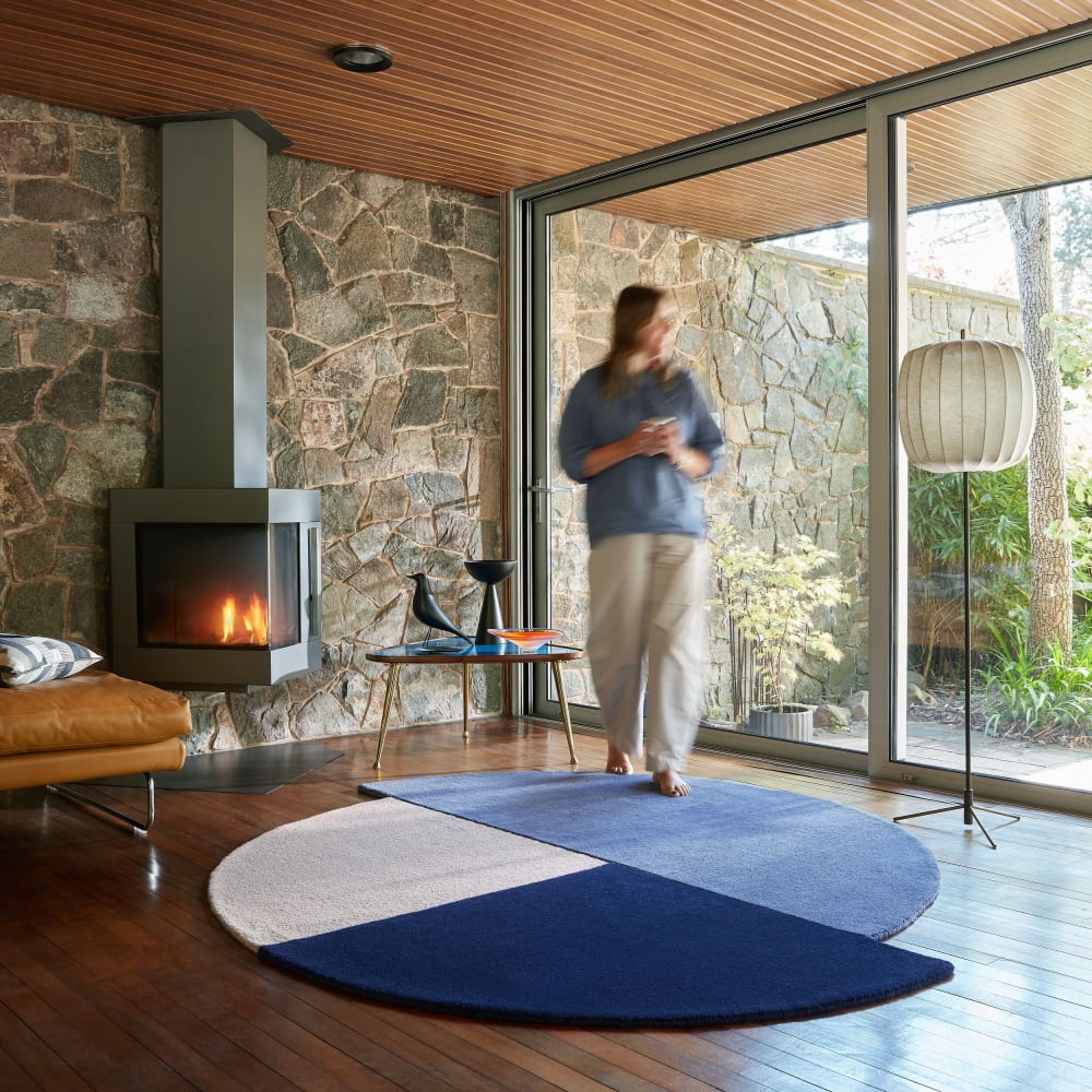 Tapis en laine bleue 150x150cm — vue 3