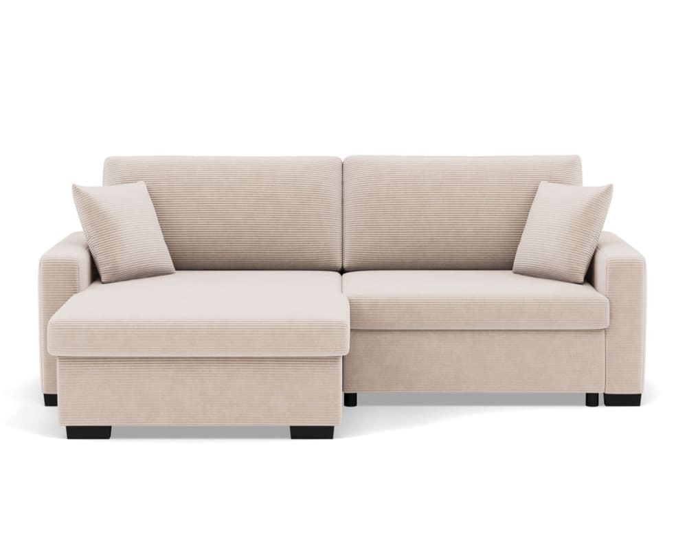 Canapé d'angle réversible convertible 4 places en velours côtelé beige