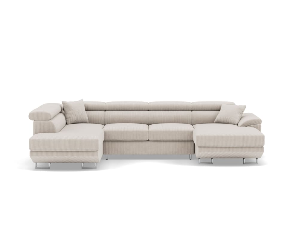 Canapé panoramique 7 places Angle gauche en Velours côtelé Beige