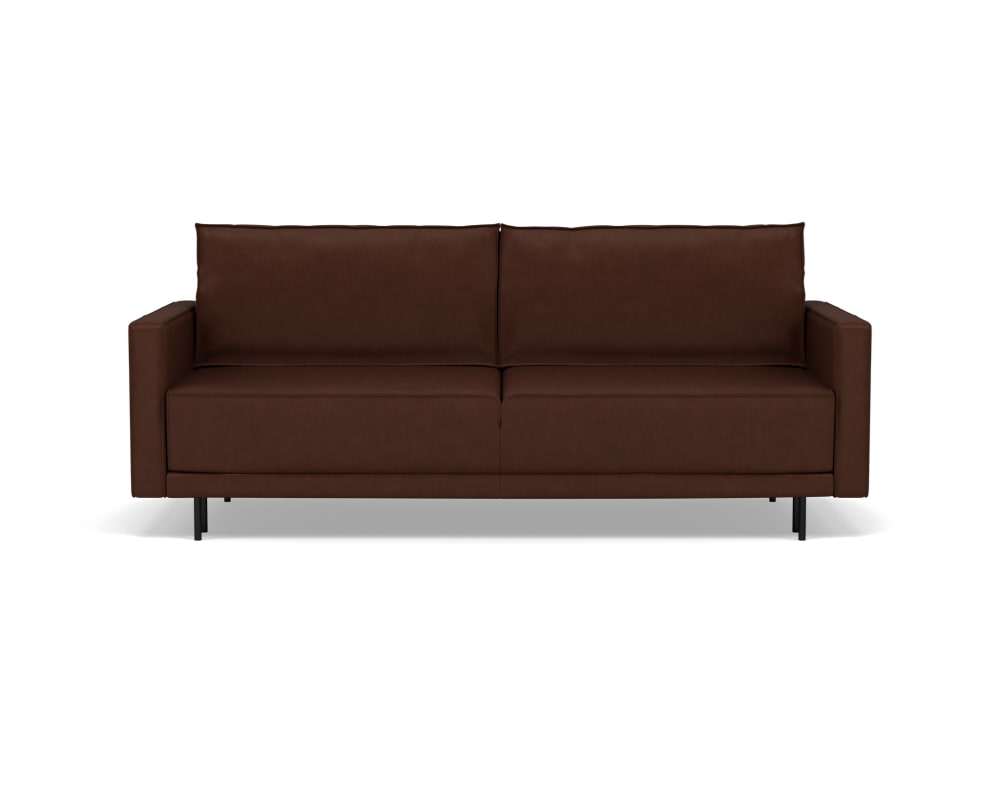 Canapé droit convertible 3 places en simili marron