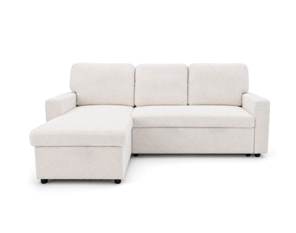 Canapé d'angle réversible convertible 4 places en tissu bouclette