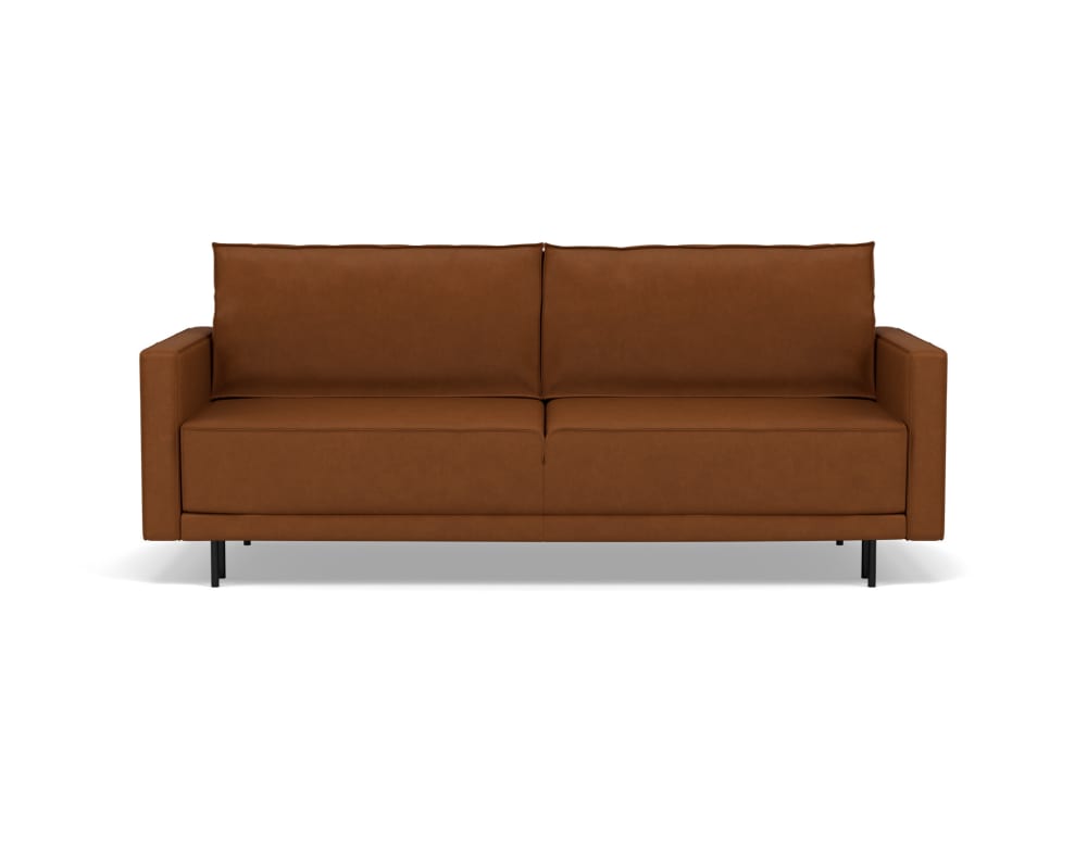 Canapé droit convertible 3 places en simili cognac