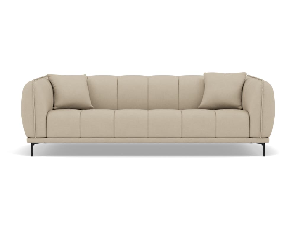 Canapé droit 3 places en velours texturé beige