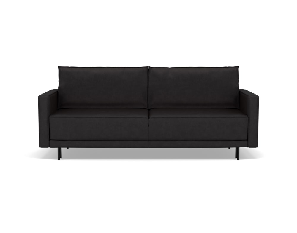 Canapé droit convertible 3 places en simili noir