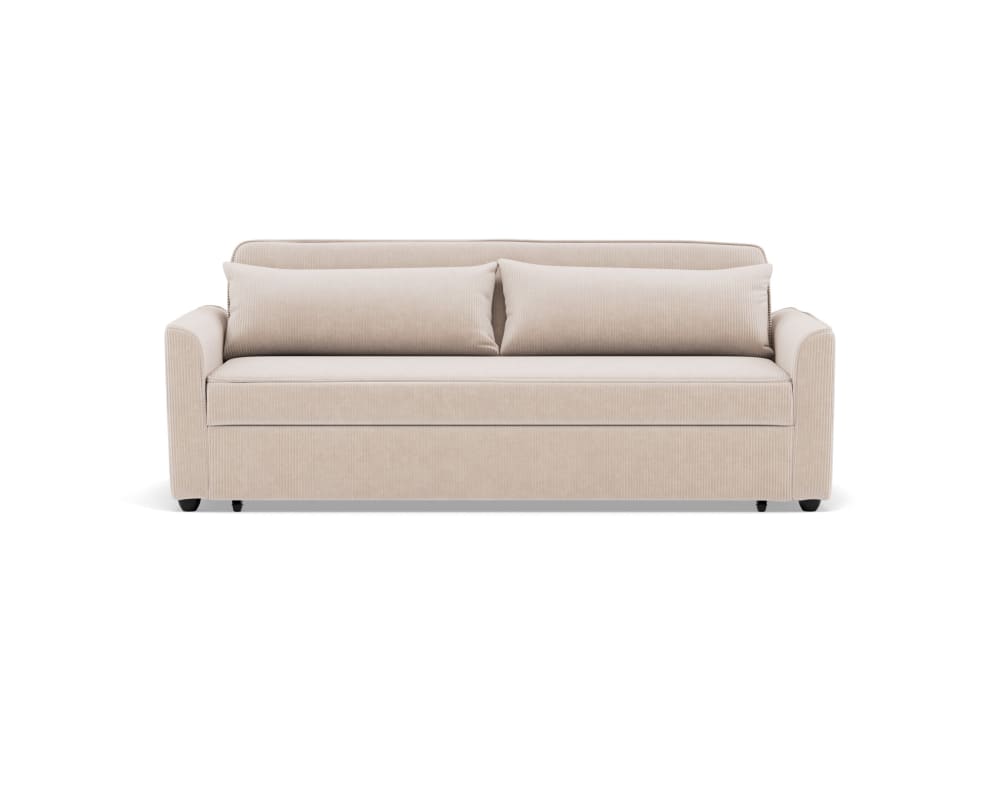 Canapé droit convertible 3 places en velours côtelé beige