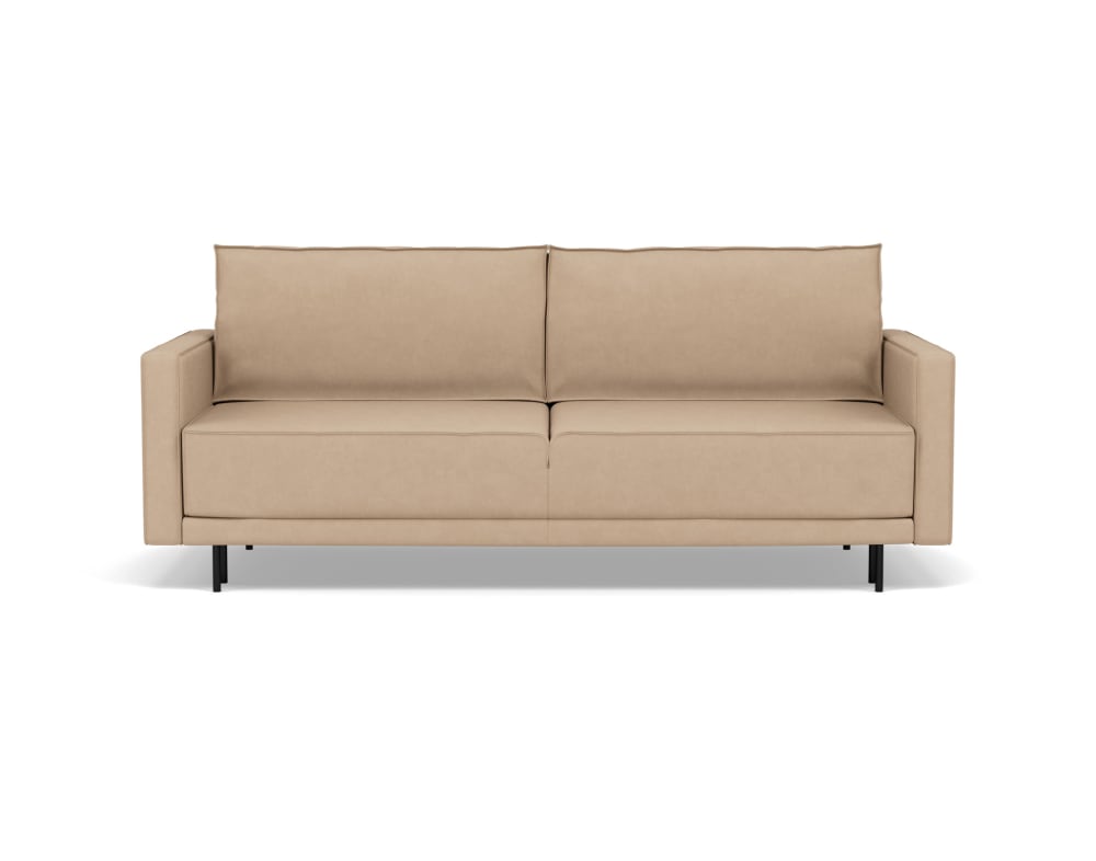 Canapé droit convertible 3 places en simili beige