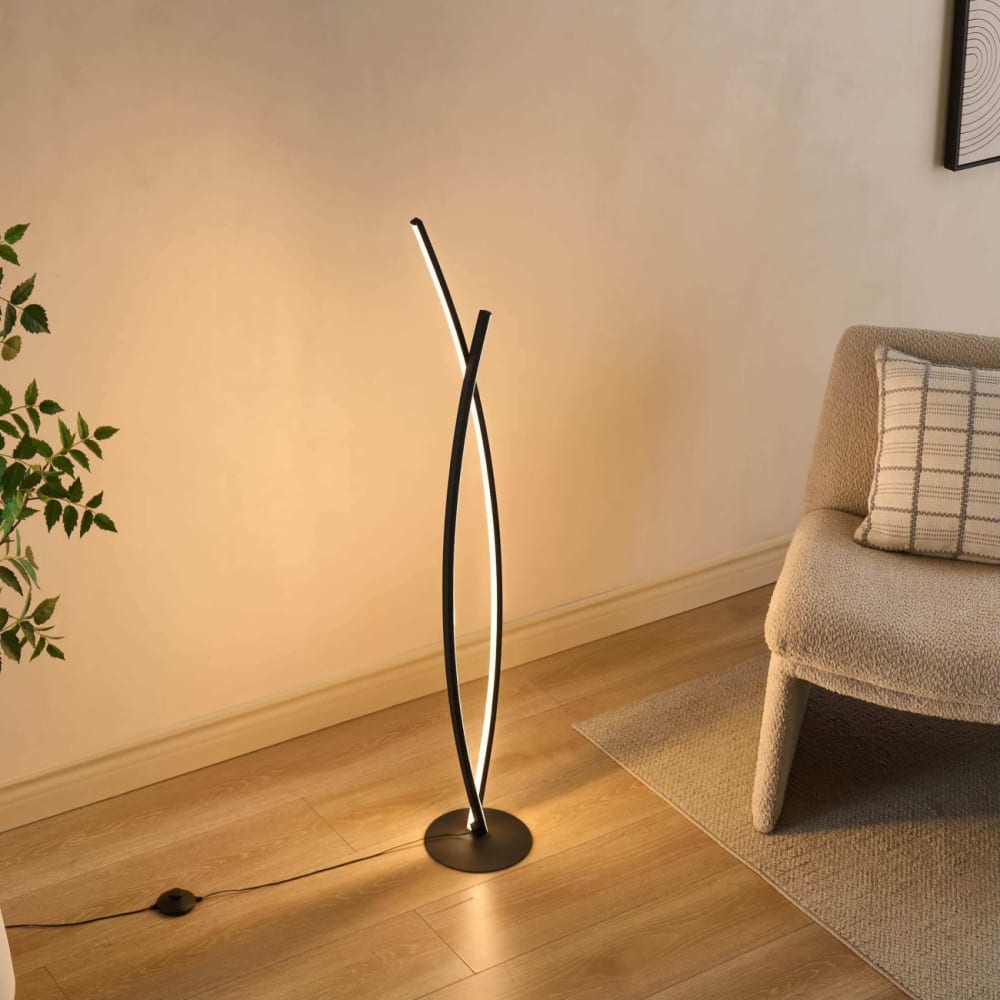 Stehleuchte aus Aluminium, Eisen und PVC 124 cm, Schwarz -