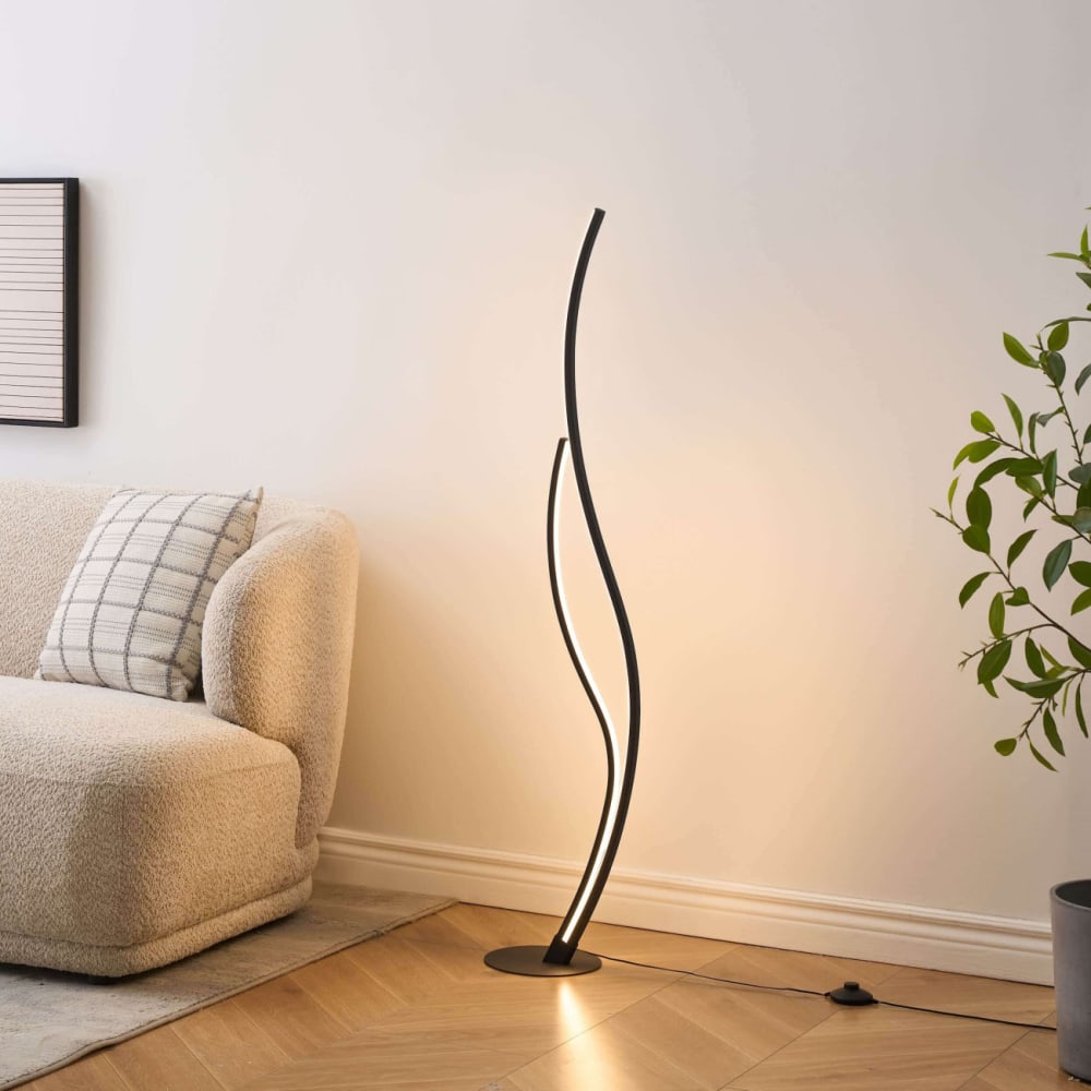 Lampadaire en aluminium, fer et pvc noir 128 cm — vue 3
