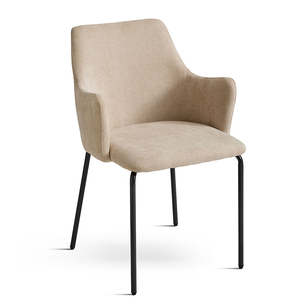 Siediti Fuori e Dentro 2er-Set Polsterstühle aus beigem Stoff mit Metallbeinen style modern - Stoff