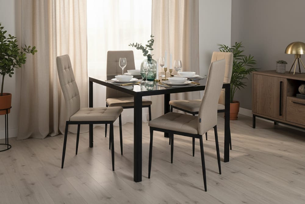 2er-Set Stühle aus Stoff braungrau mit Metallbeinen - Maisons Du