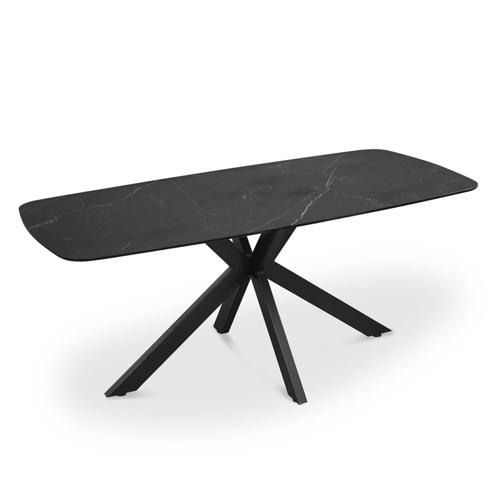 Siediti Fuori e Dentro Rechteckiger Tisch 180×90cm mit Tischplatte aus Stein in Marmoroptik style modern Schwarz Naturstein