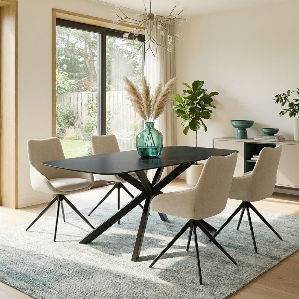 Rechteckiger Tisch 180×90cm mit Tischplatte aus Stein in
