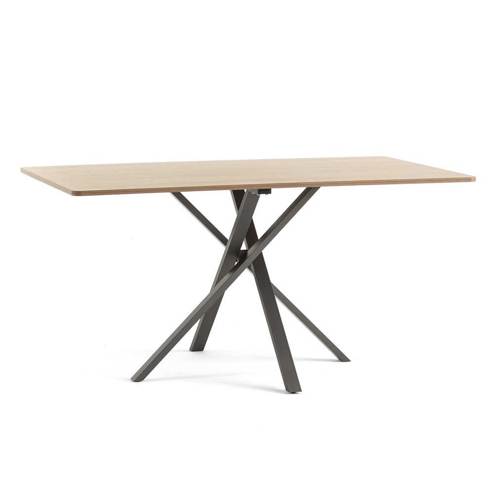 Siediti Fuori e Dentro Rechteckiger Tisch 150x90 cm mit Metallbeinen und Holzoptik style modern Braun Spanplatte