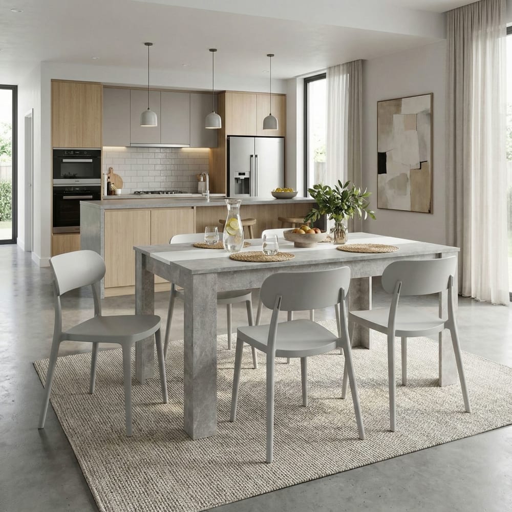 Lot de 4 chaises de jardin empilables en polypropylène gris clair