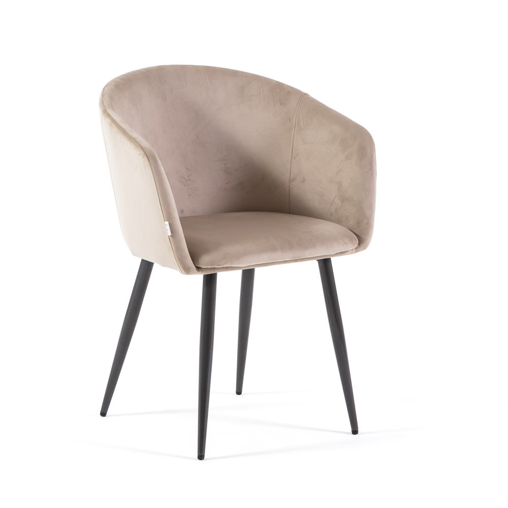 Siediti Fuori e Dentro 2er-Set gepolsterte Samtstühle beige mit grauen Metallbeinen style modern - Samt