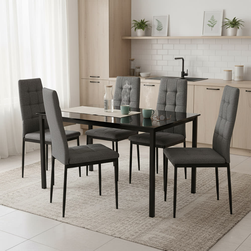 2er-Set Stühle aus grauem Stoff mit Metallbeinen - Maisons Du