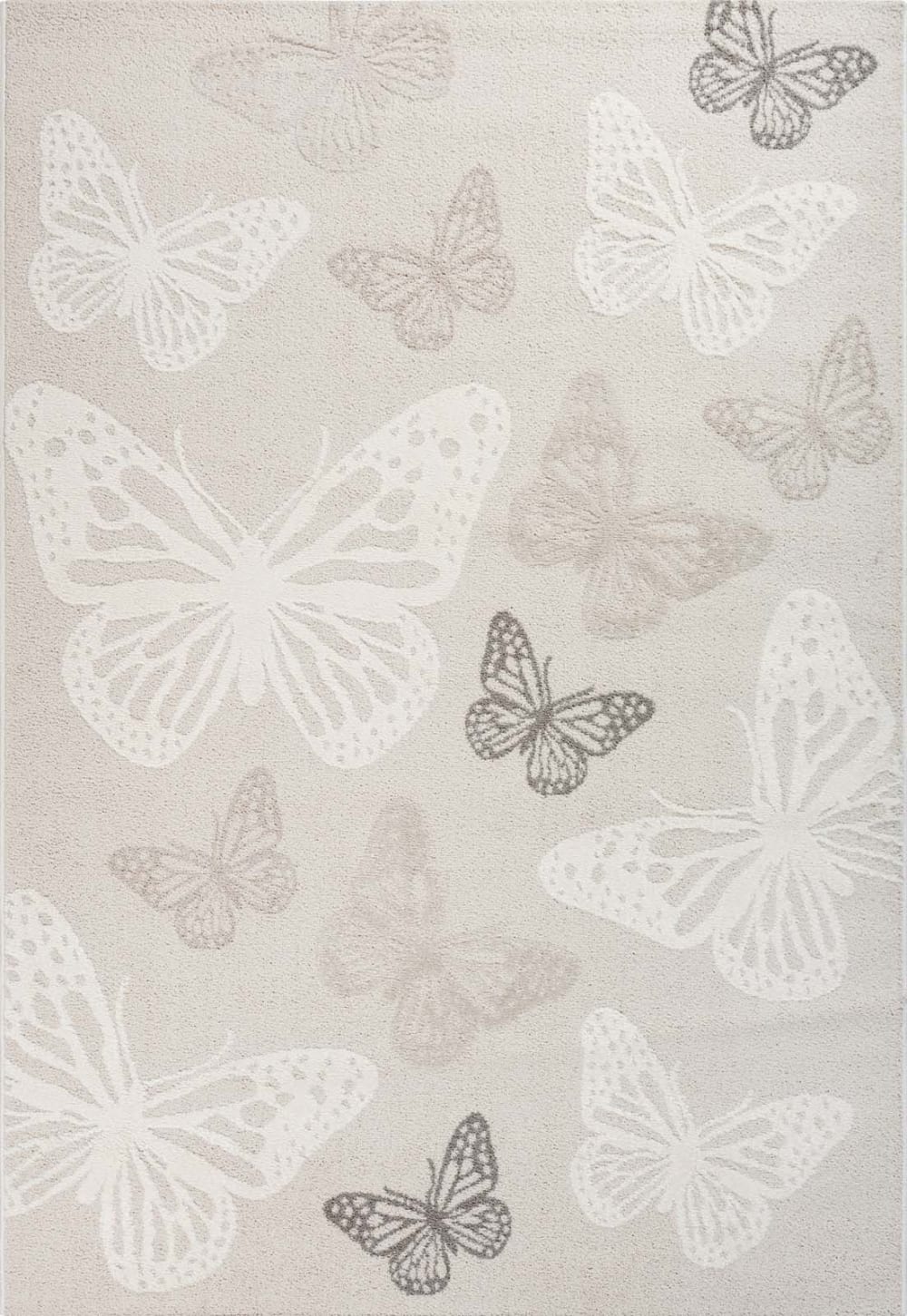 The carpet Teppich Schmetterling Motiv, Creme, 120 x 170 cm style modern WEISS PP - POLYPROPYLEN Kinder