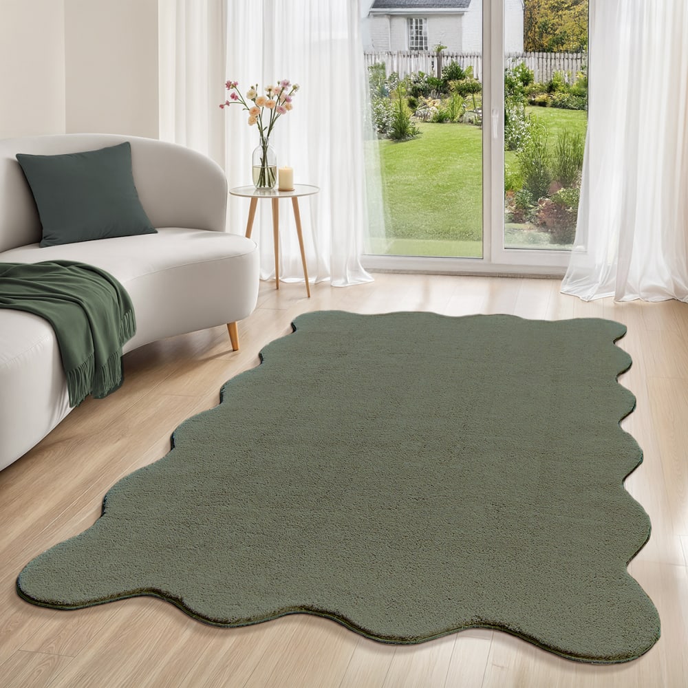 The carpet Teppich waschbar anti-rutsch, Wald, 160 x 220 cm style modern Grün Pes - Polyester