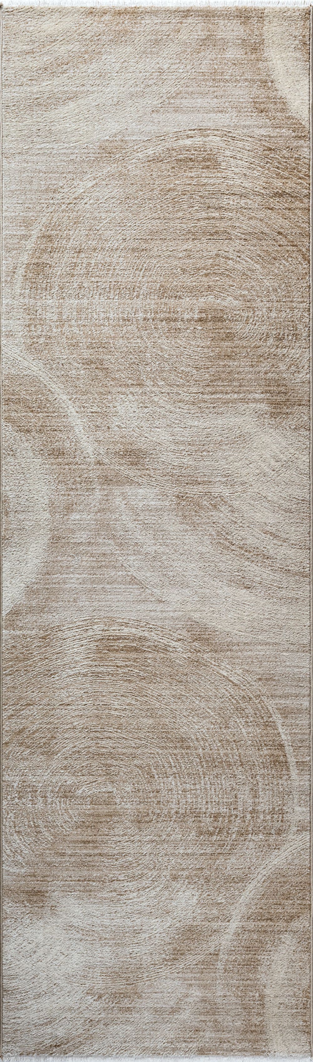 Tapis Salon Moderne Design Cercle, Beige, 80 x 300 cm